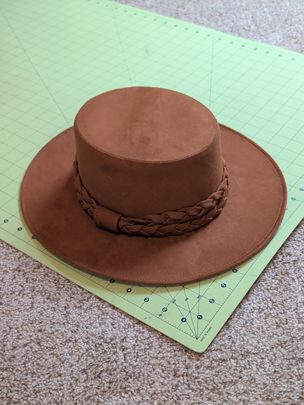 Anthropologie Brown Braided Band Wide Brim Suede Hat
